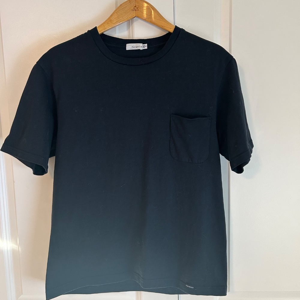 Nanamica short sleeve navy blue pocket T-shirt unisex oversized luxury sz S